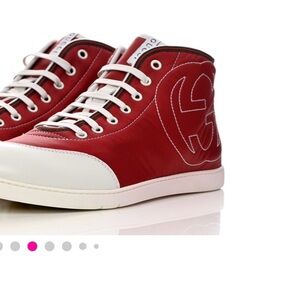 Authentic Red Leather Man’s Hightop Sneakers.